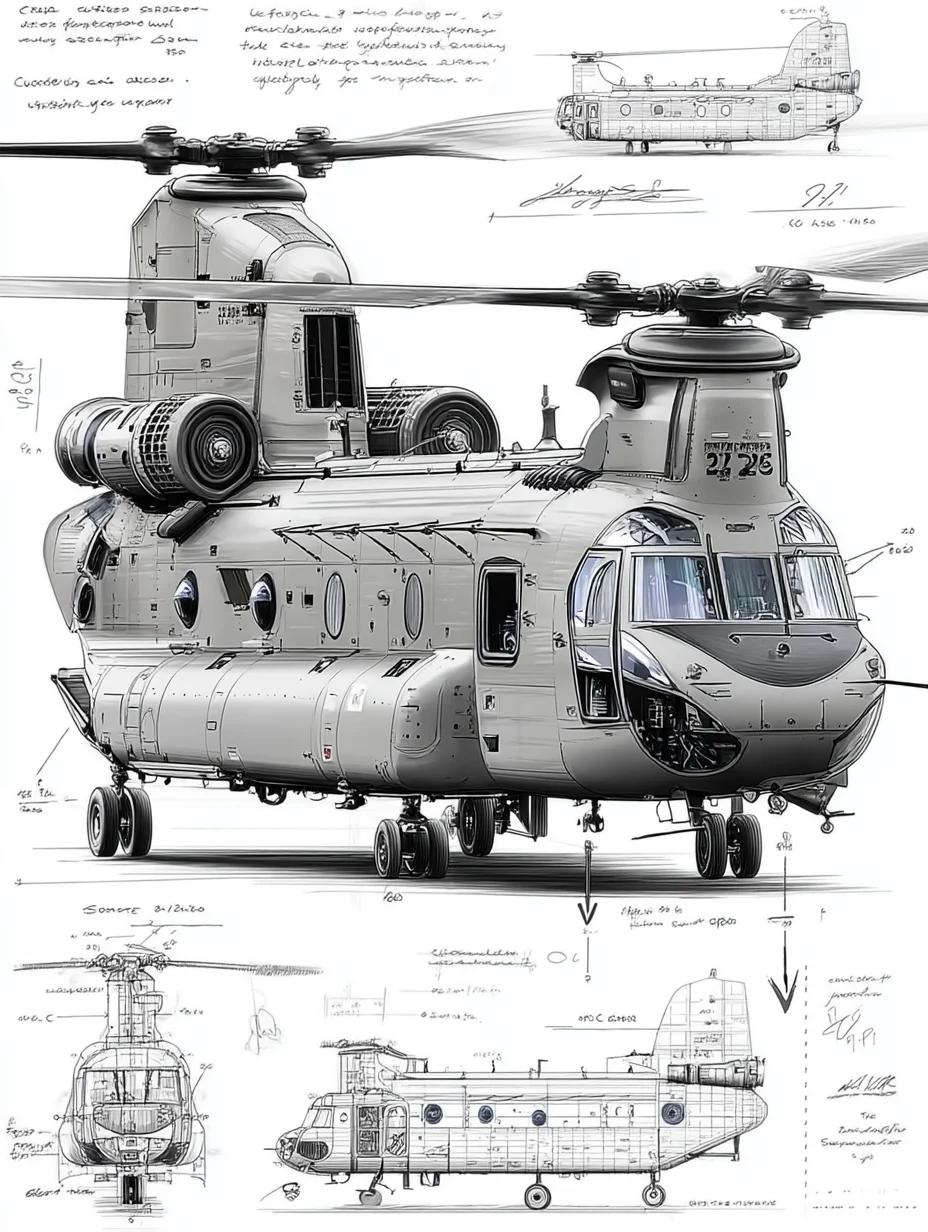 CH-47支奴干纵列双旋翼直升机|线条之美