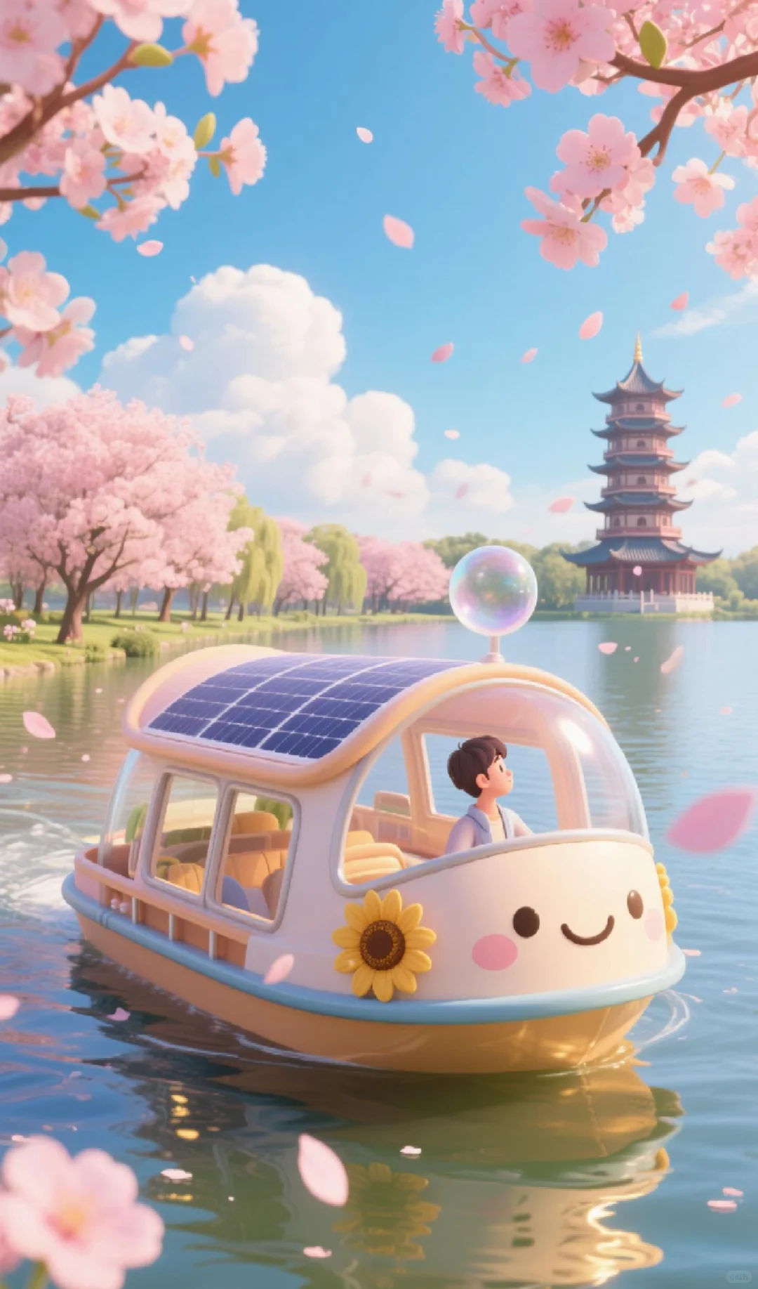 柔性曲面光伏+电动观光游船