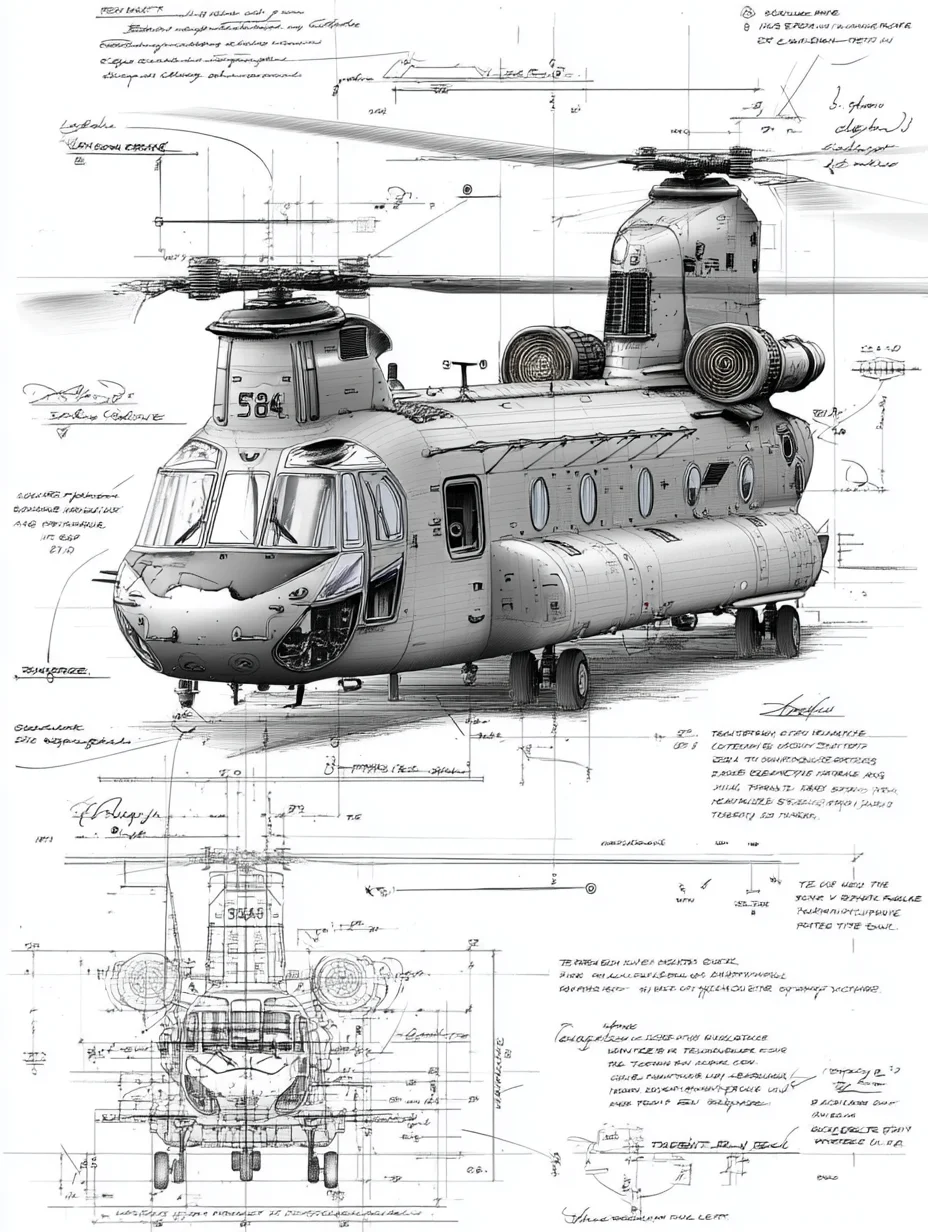 CH-47支奴干纵列双旋翼直升机|线条之美