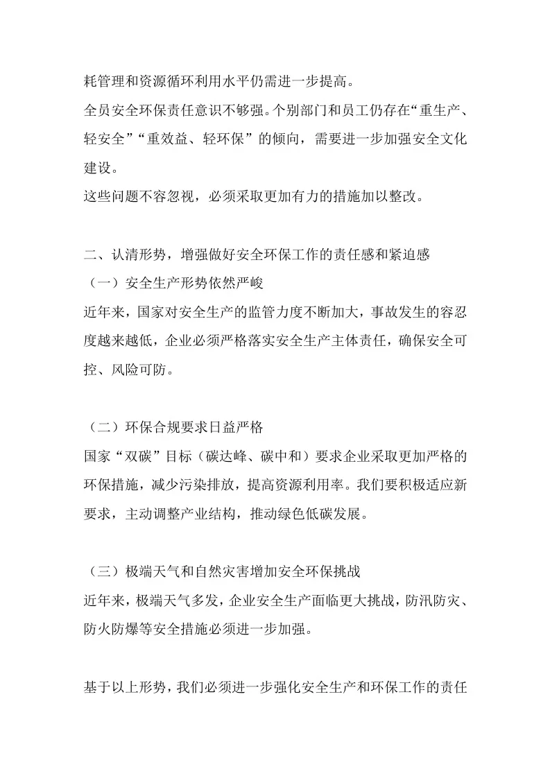 在2025年安全环保工作总结会上的讲话总结