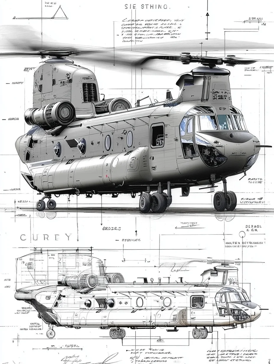 CH-47支奴干纵列双旋翼直升机|线条之美