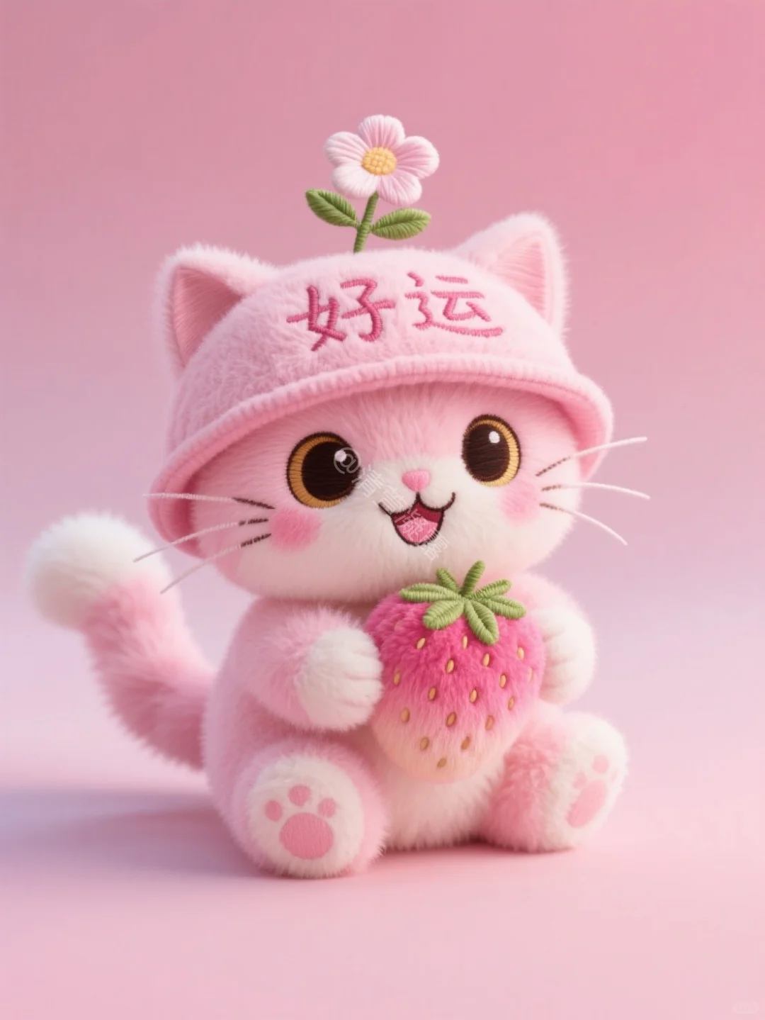 ?多款式可爱毛绒草莓猫咪，萌化了✨