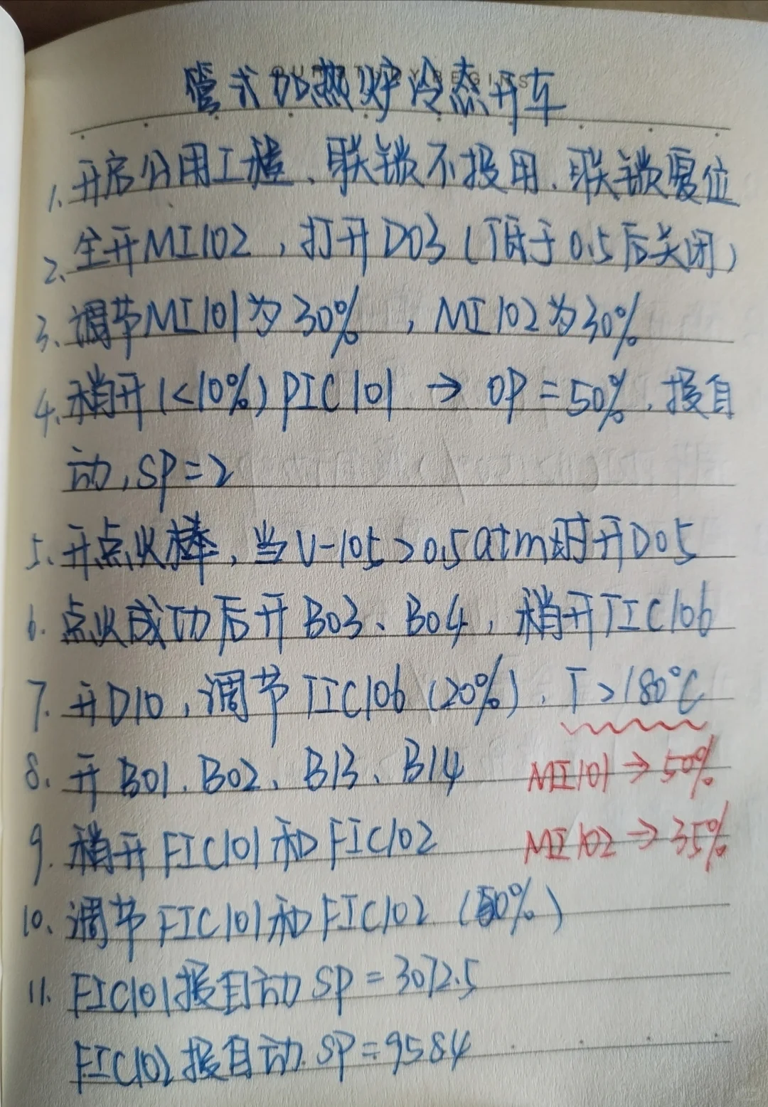 管式加热炉冷态开车