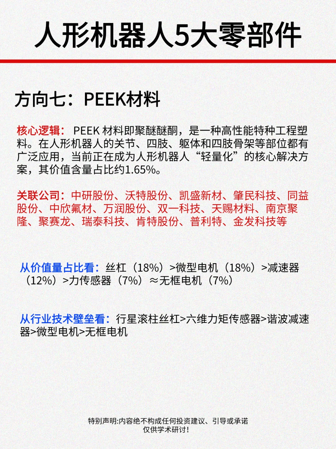 人形机器5大关键零部件！