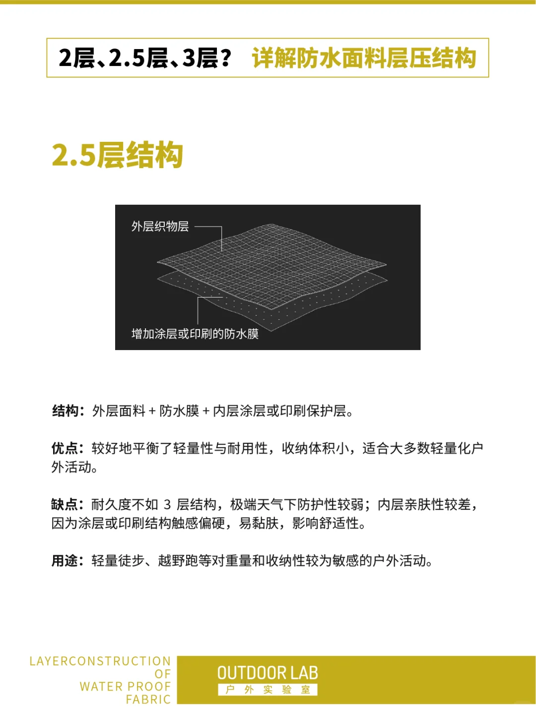 2层 / 2.5层 / 3层：冲锋衣面料层数详解
