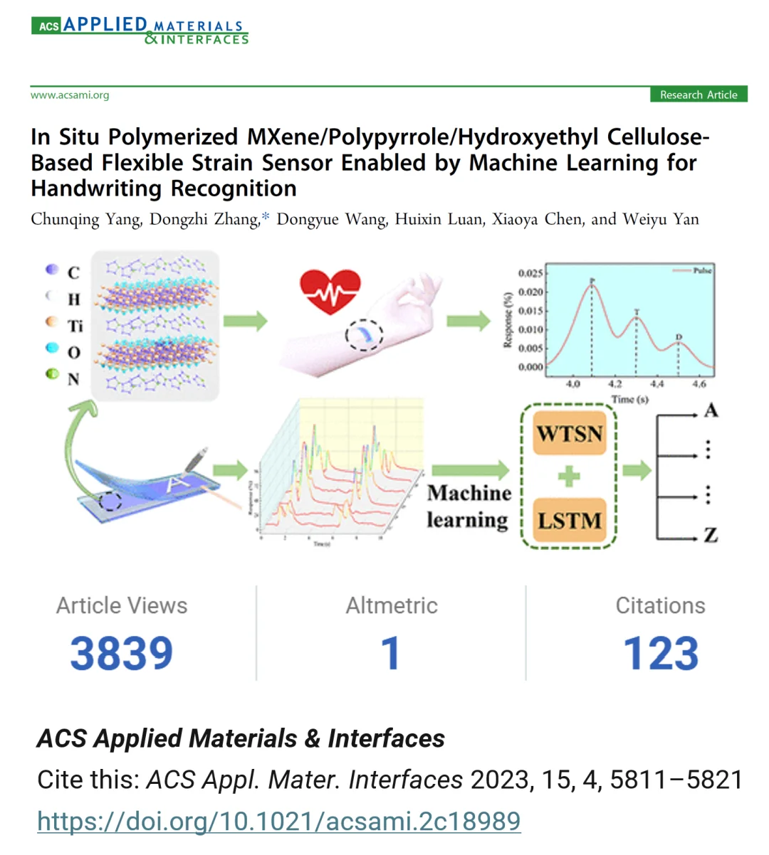 ACS AMI 必读Top5| 柔性可穿戴传感器
