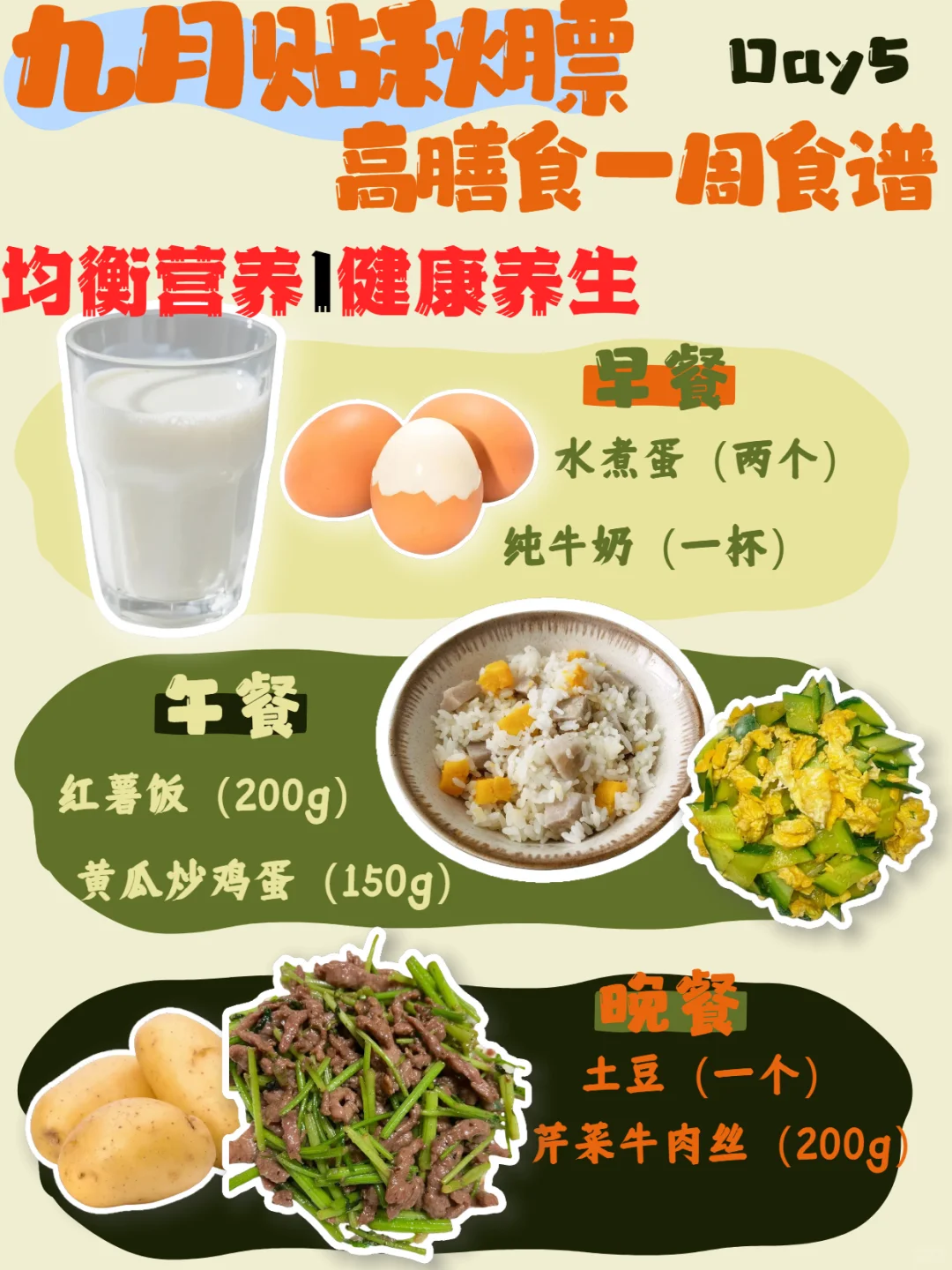 九月要贴秋膘啦！高膳食纤维一周食谱来啦！