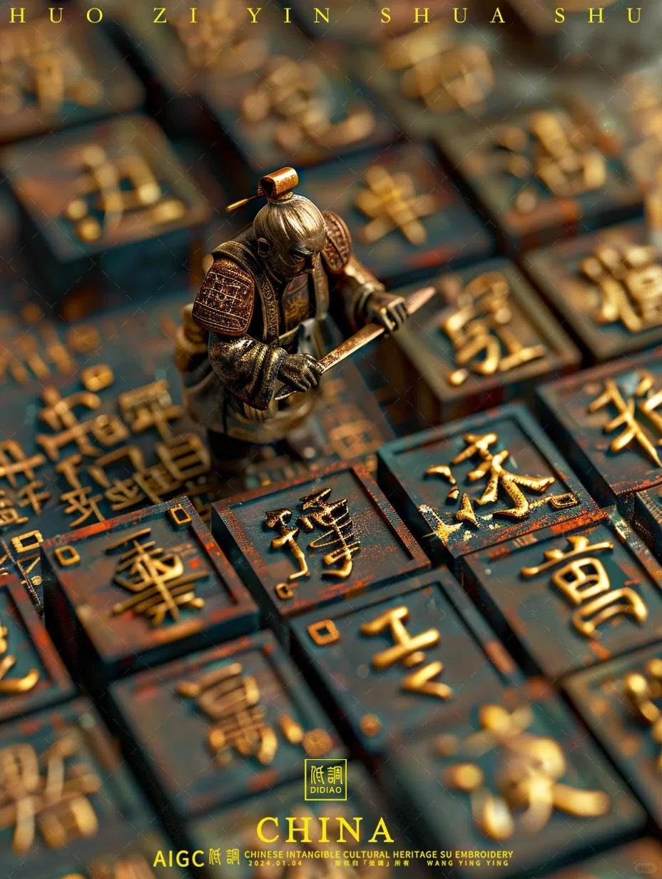 AI雕刻活字印刷