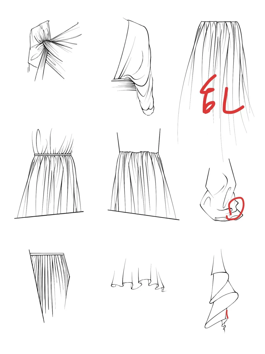 YIXUAN服装手绘款式图第十课｜褶皱的绘制