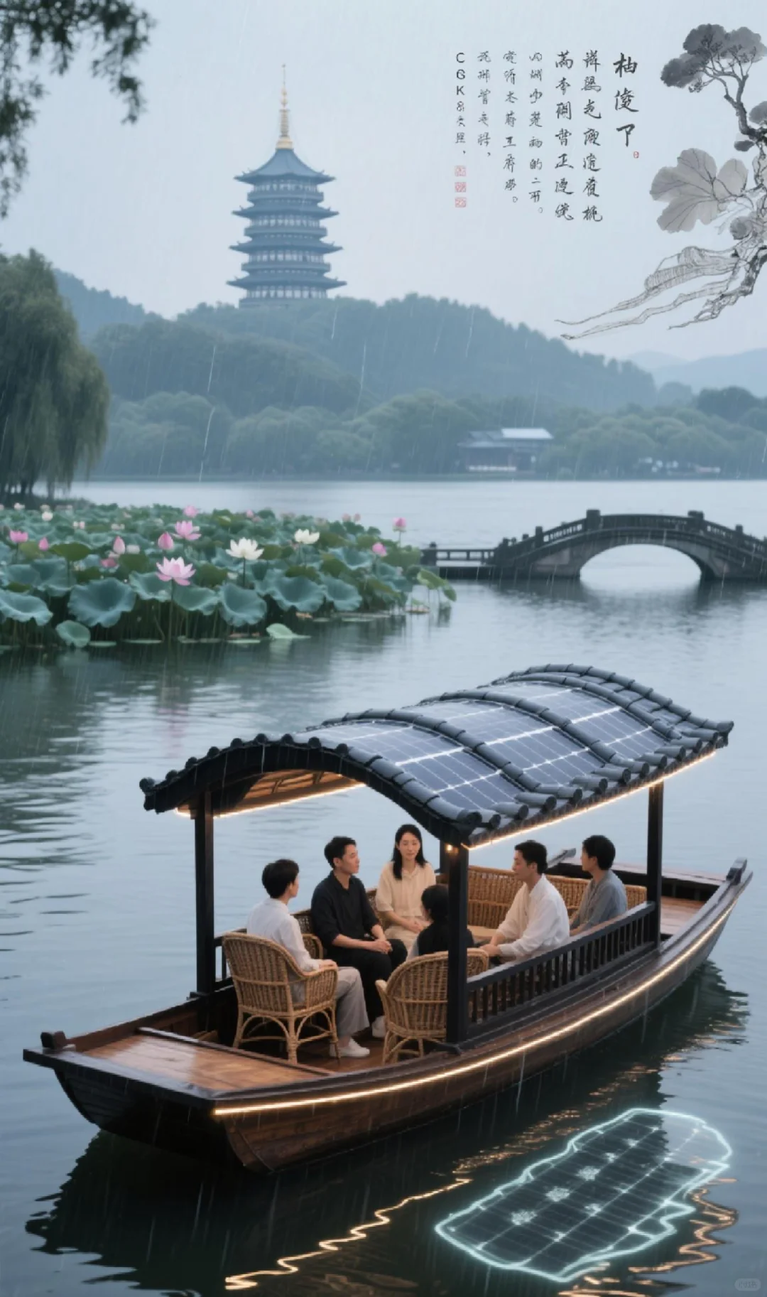 柔性曲面光伏+电动观光游船