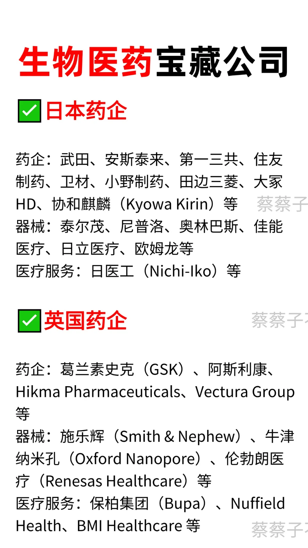 生物医药专业可投递的宝藏公司