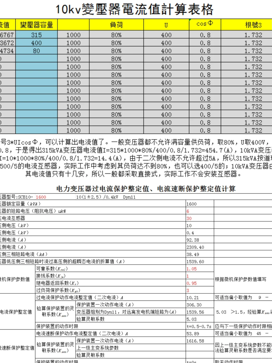 这才叫电气计算表，带公式可编辑太厉害了！