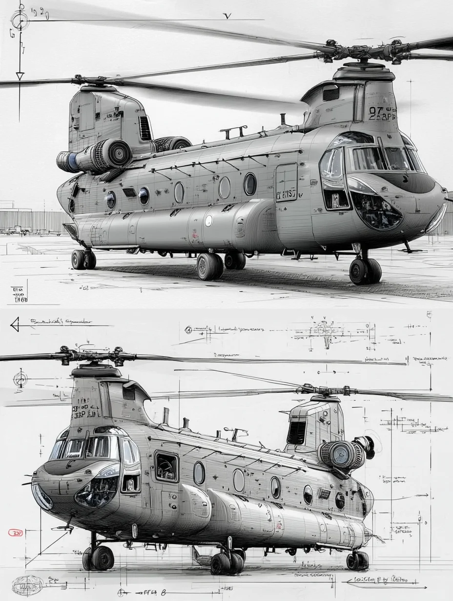 CH-47支奴干纵列双旋翼直升机|线条之美