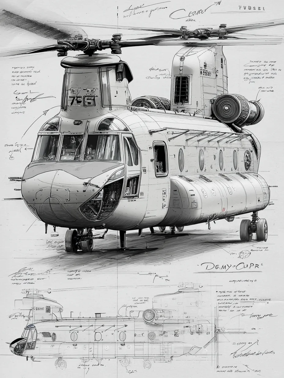 CH-47支奴干纵列双旋翼直升机|线条之美