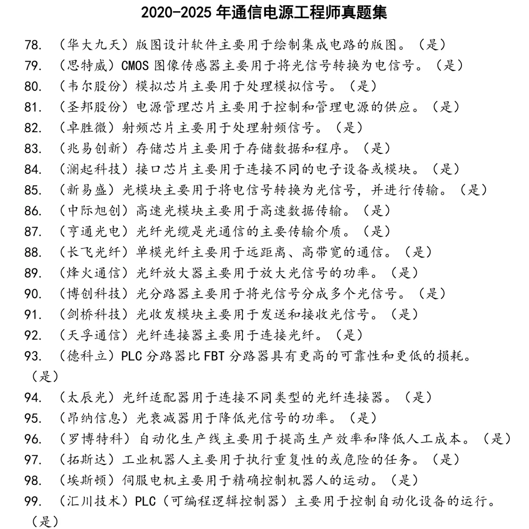 2025精选通信电源工程师笔试真题集合