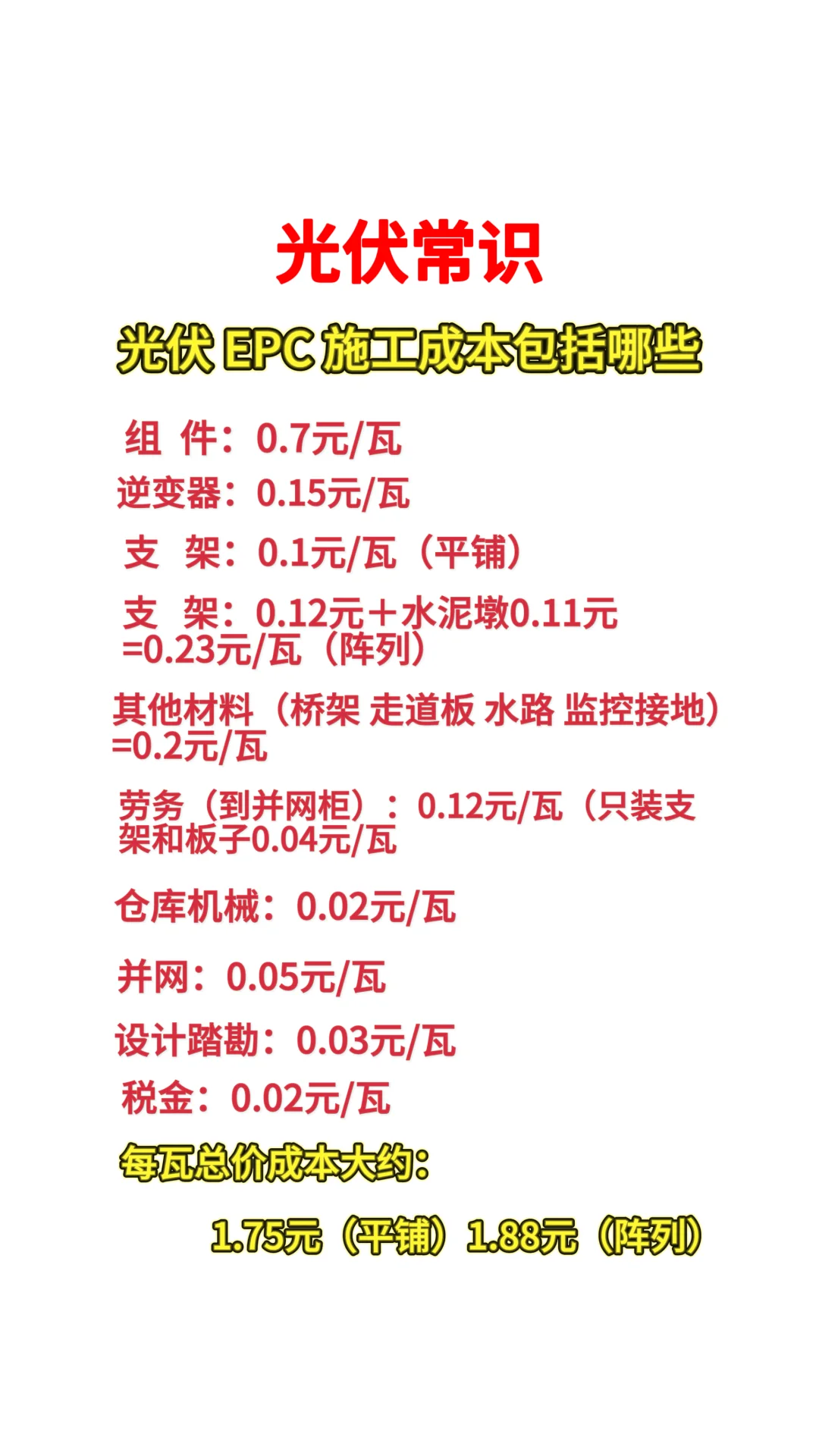光伏EPC 施工成本包括哪些？
