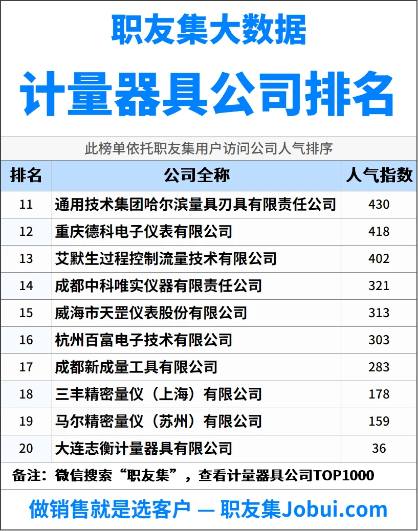 2025年中国计量器具公司排行榜
