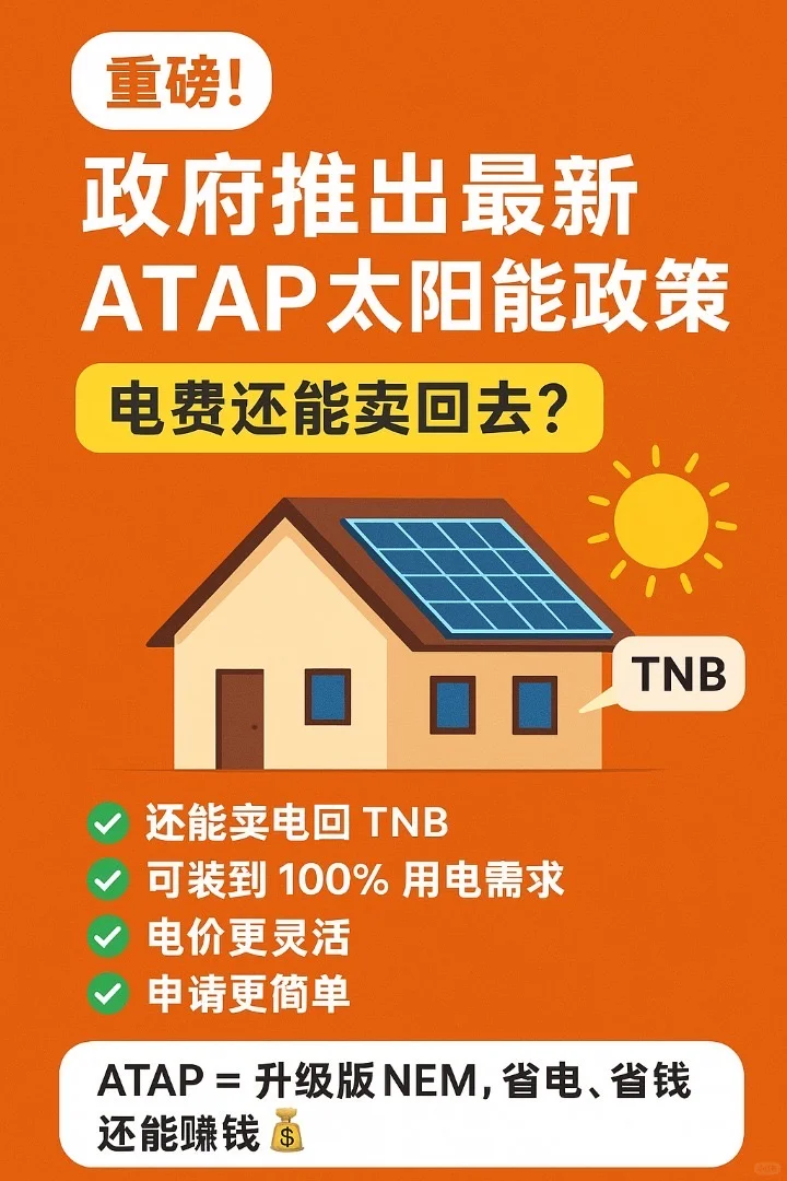 ✨重磅!政府推出全新 ATAP 太阳能政策