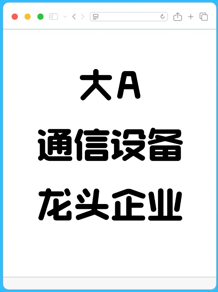 大A通信设备行业龙头