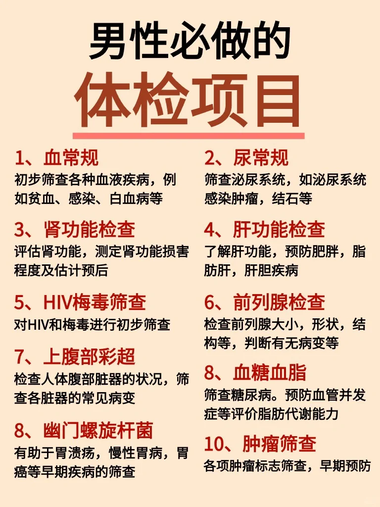 拒绝❌无效体检，男性体检需做项目