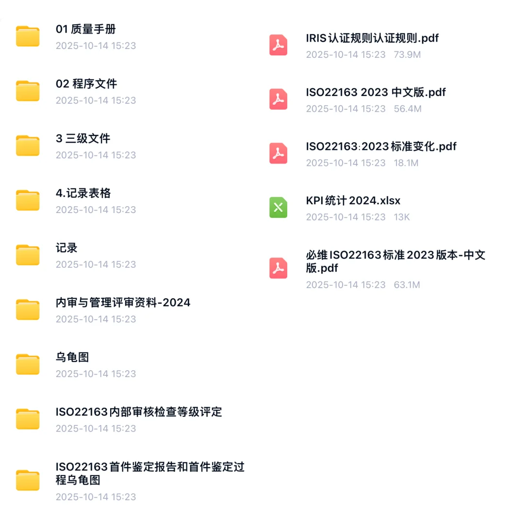 铁ISO22163认证直接抄,2023版文件已过审