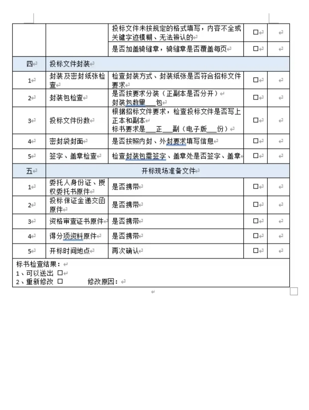 全网最全投标自检表，建议收藏