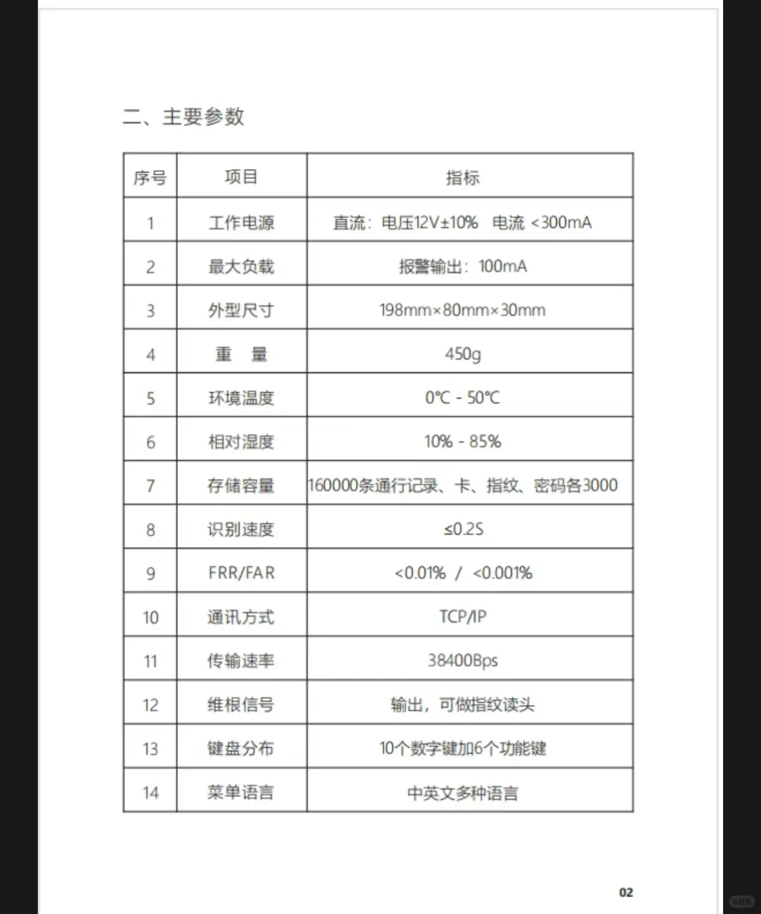 高优COUNSF371指纹门禁机门禁系统说明书