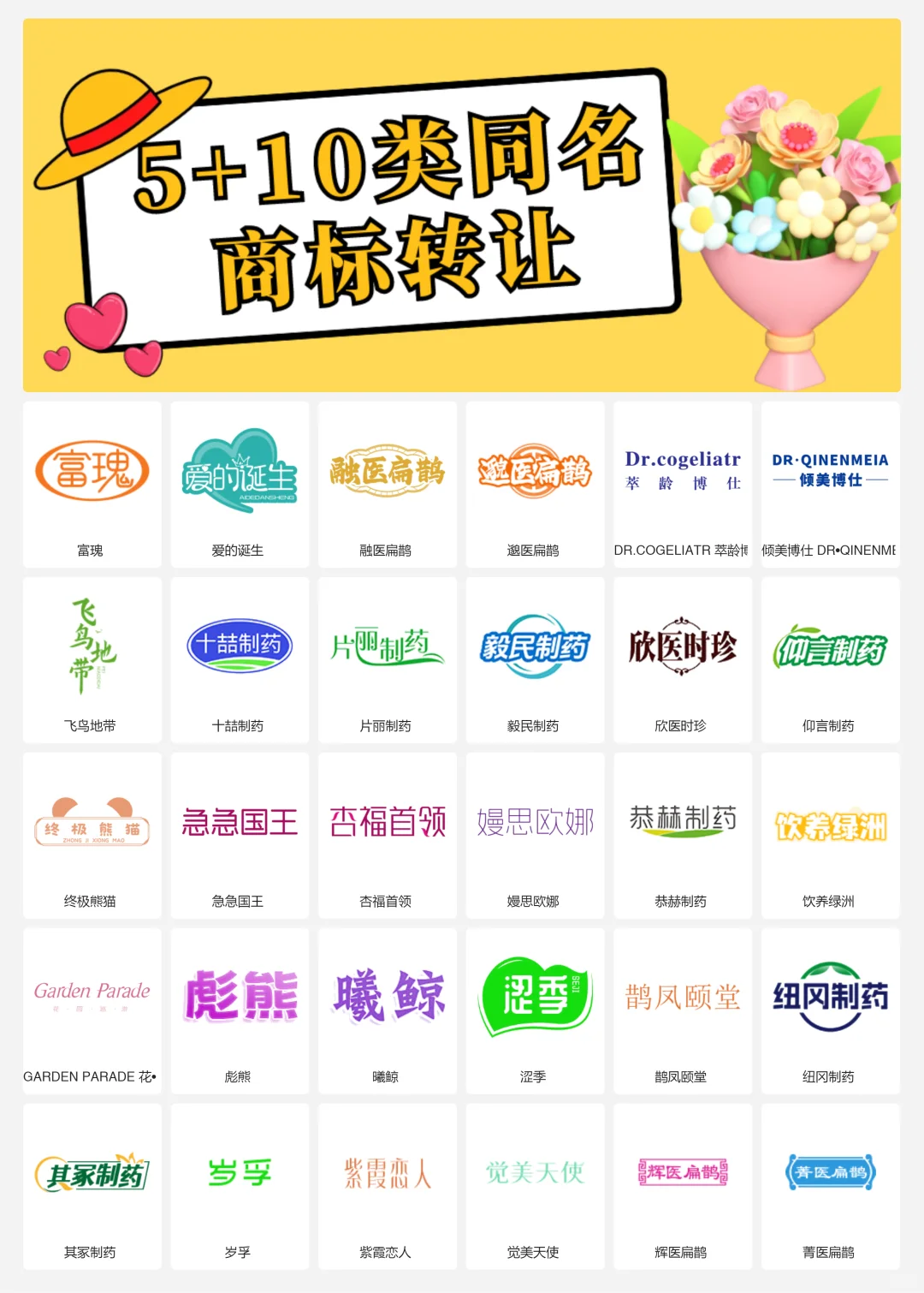 5类和10类 中药 滋补品 医疗器械商标转让