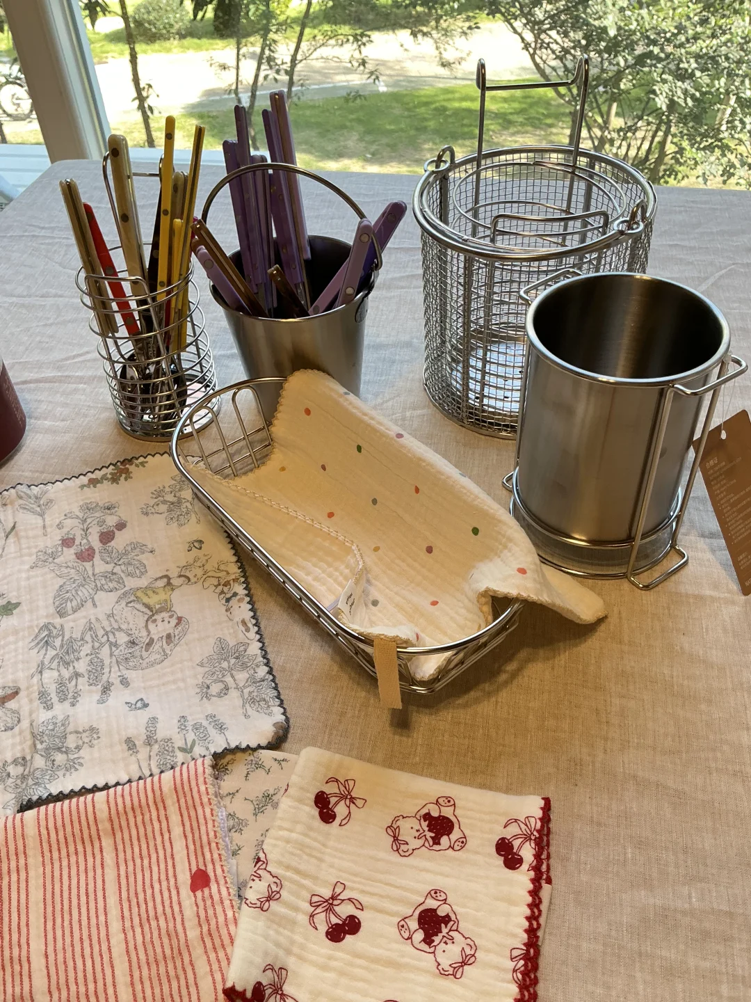 从6家店买了不锈钢沥水收纳篮? 筷叉勺用