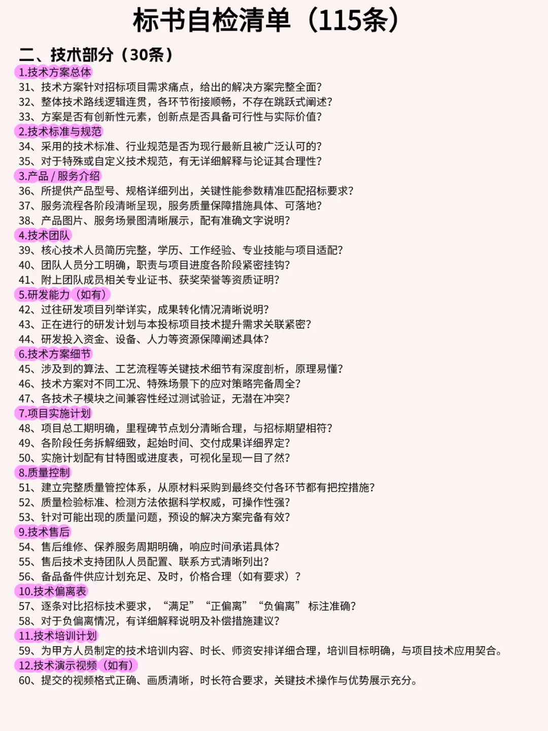 标书检查清单大全，一图搞定常见检查项！
