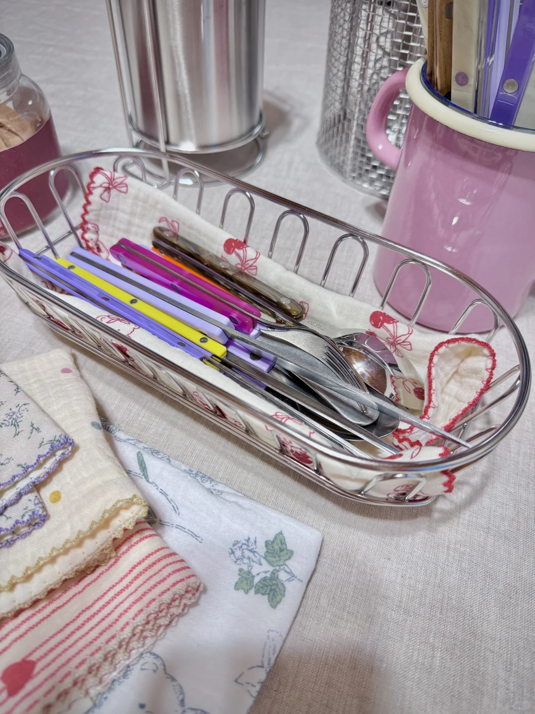 从6家店买了不锈钢沥水收纳篮? 筷叉勺用