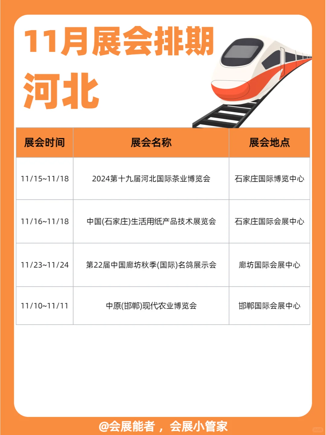 展会预告~11月河南、河北展会排期来啦！