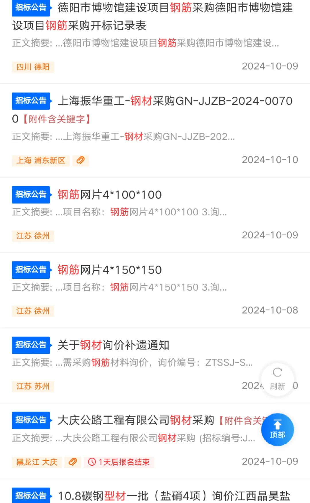 钢材型材 招标采购