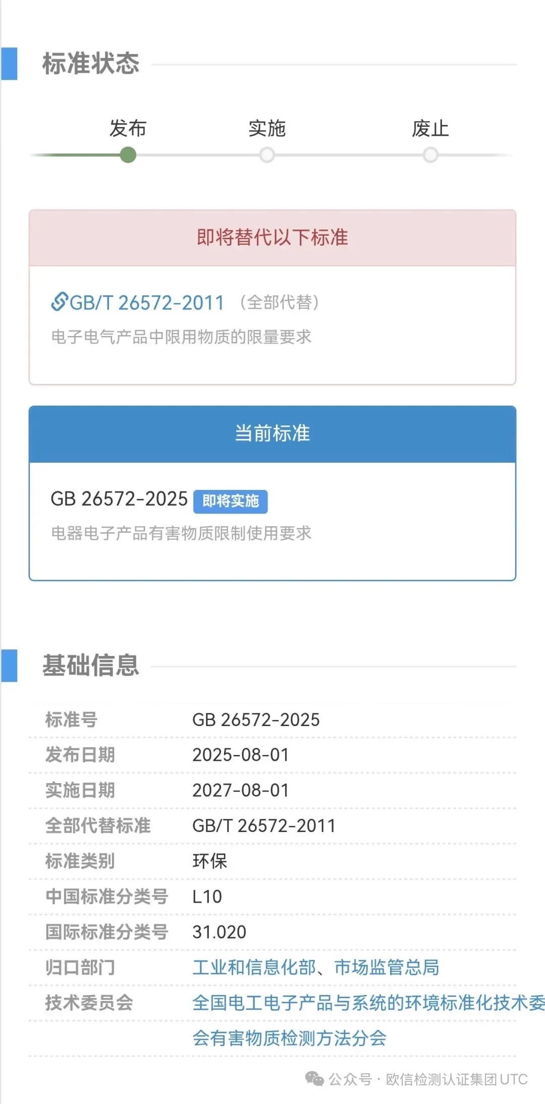 中国版RoHS强制性国家标准GB：26572-2025发