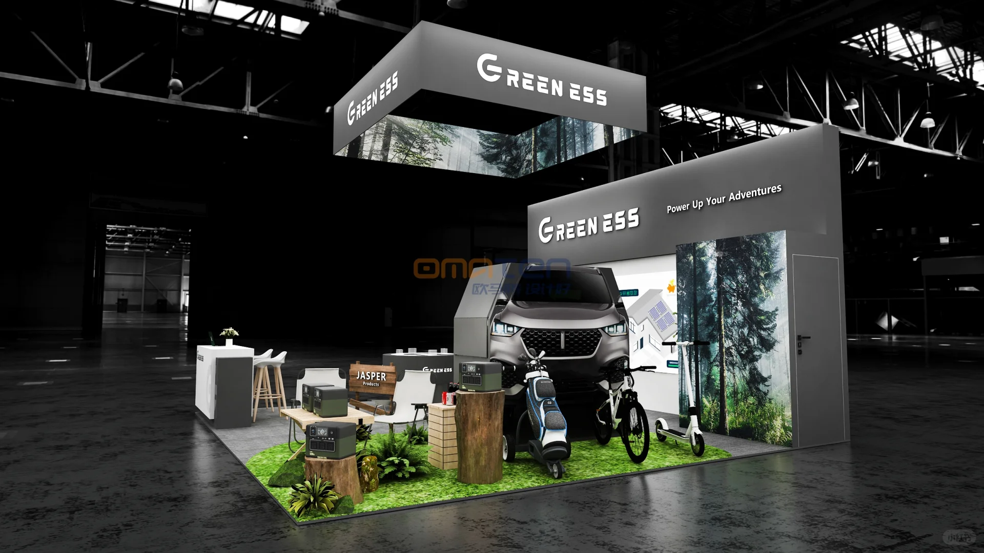 中国涂料展丨54平三开口展台设计