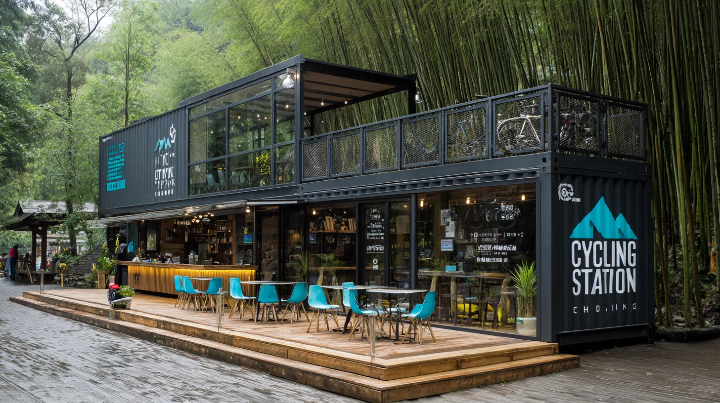 竹林里的黑箱骑行站，户外野趣和工业超酷感