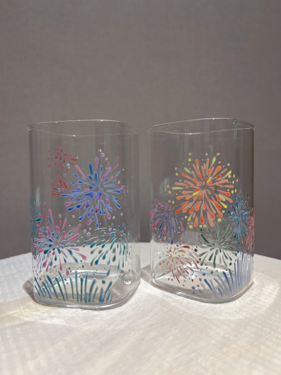 啊啊玻璃杯上有岁温度变色的烟花盛开