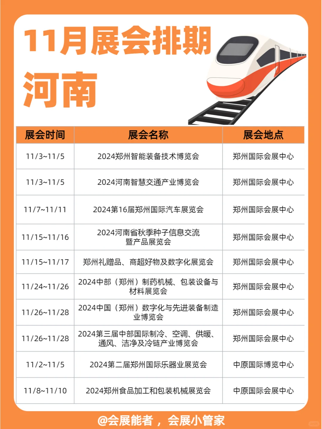 展会预告~11月河南、河北展会排期来啦！