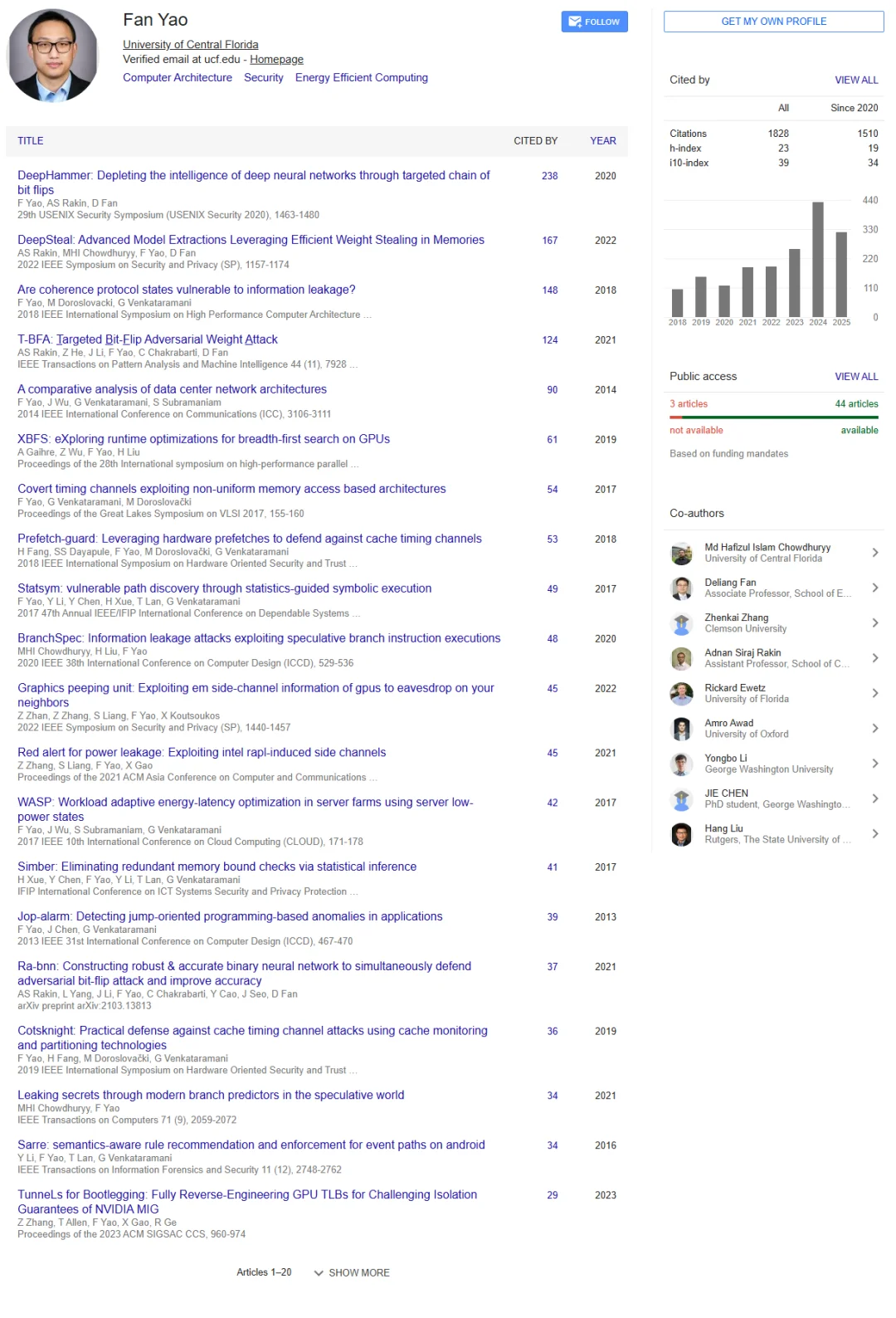 UCF电子计算机工程系教授招生-Fan Yao