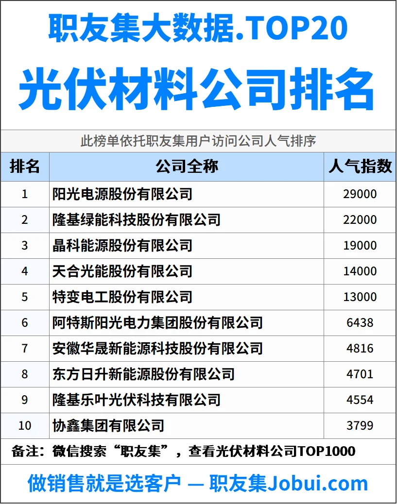 2025年中国光伏材料公司排行榜