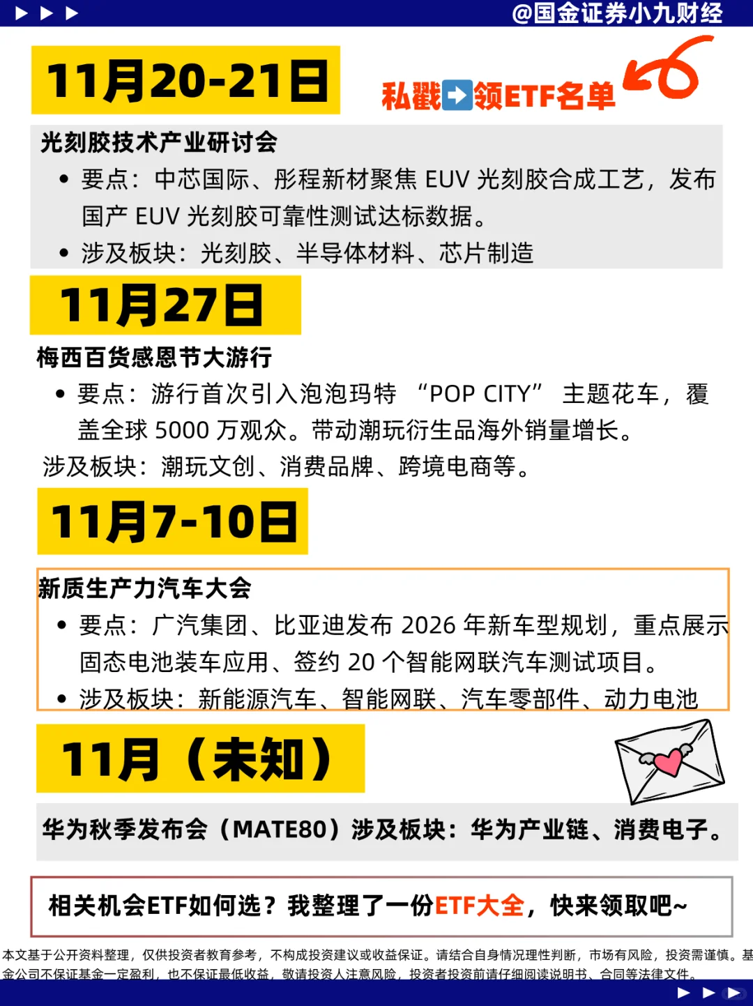 11月重点全梳理!提前布局这些投资机会!