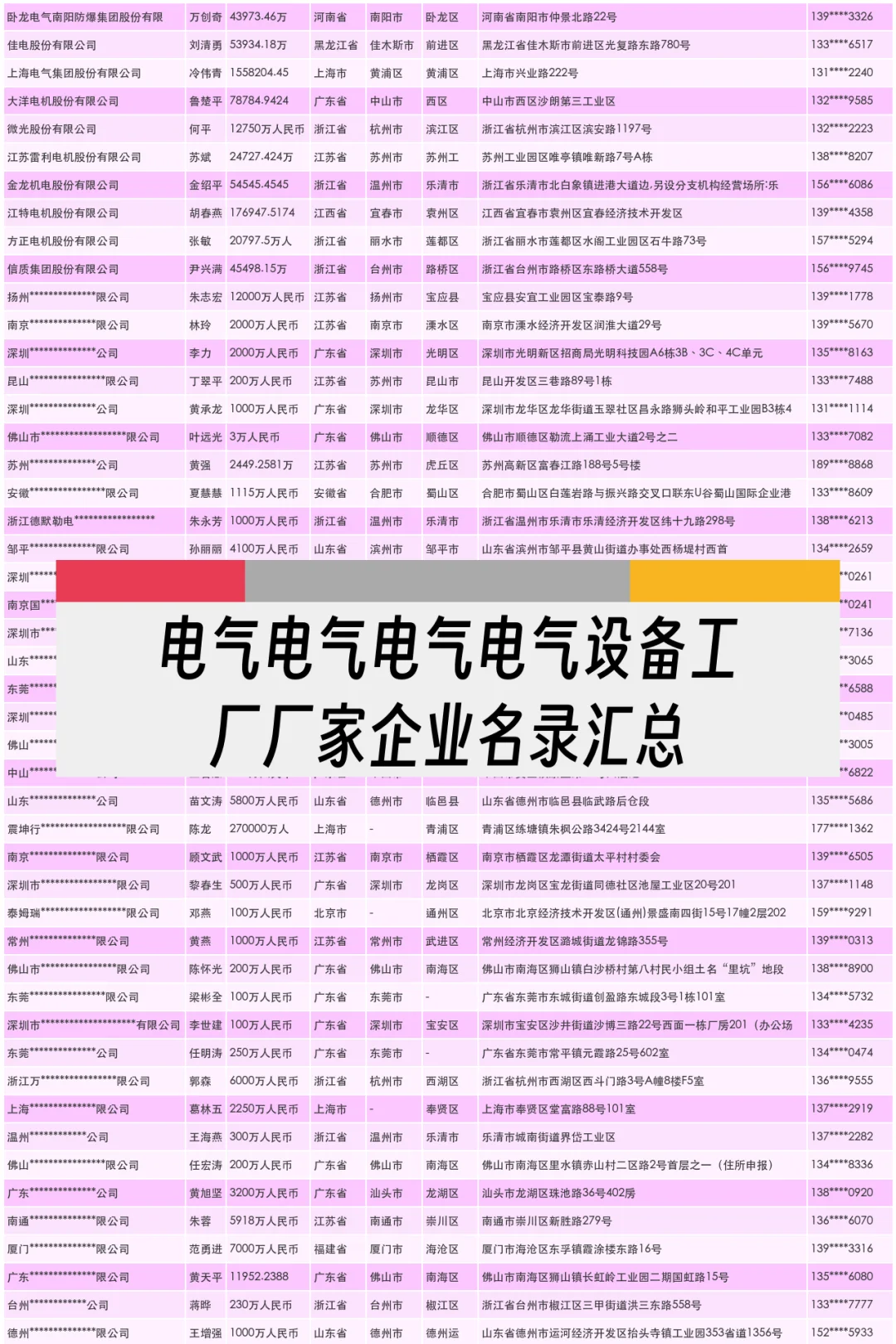 电气电气电气电气设备工厂厂家企业名录汇总