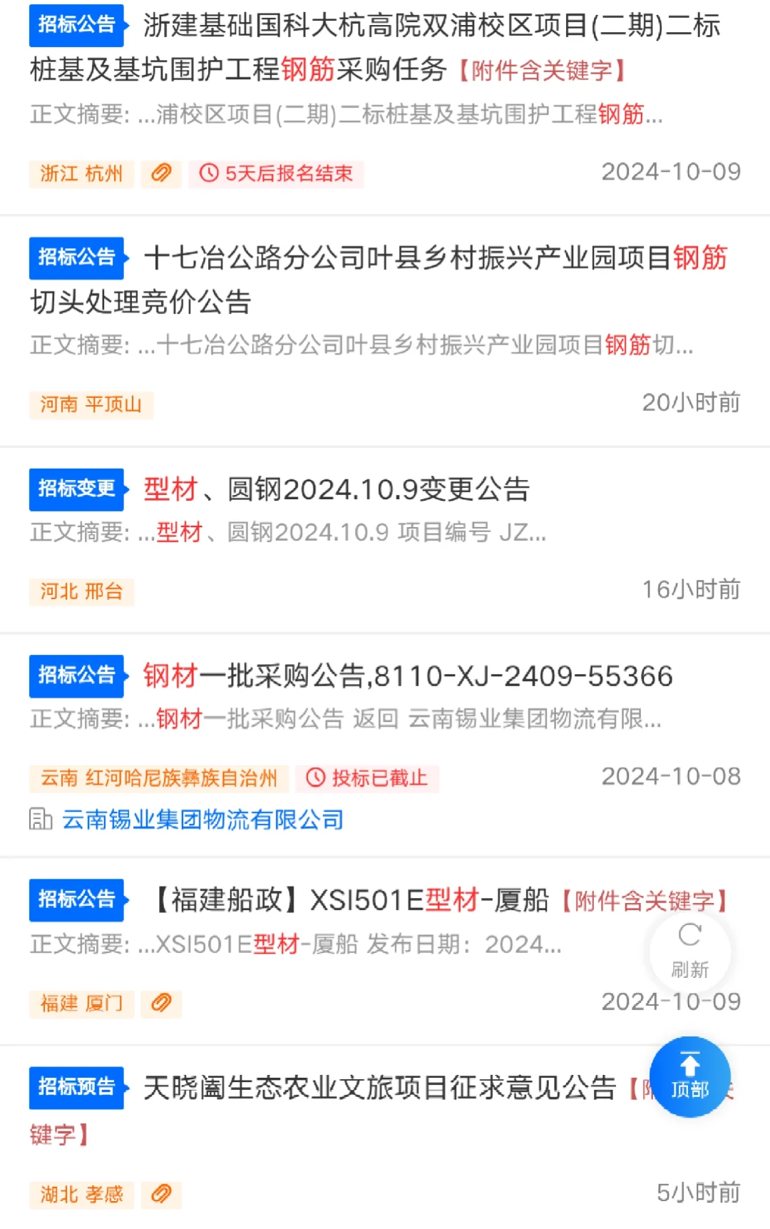 钢材型材 招标采购