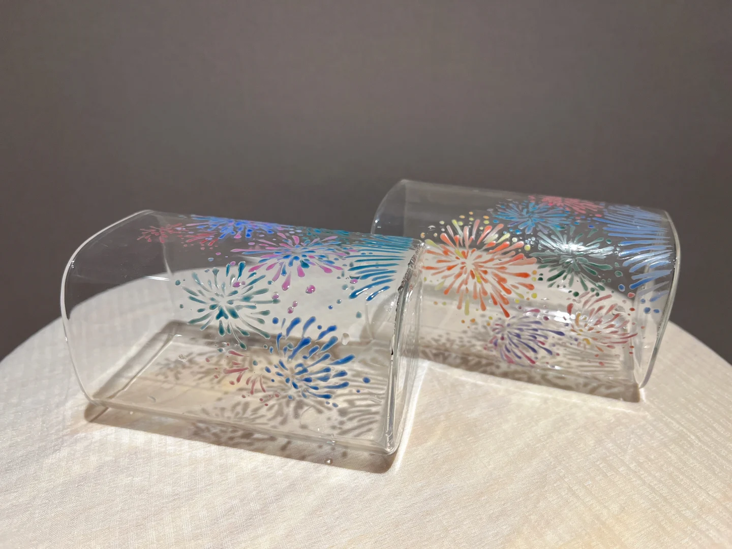 啊啊玻璃杯上有岁温度变色的烟花盛开