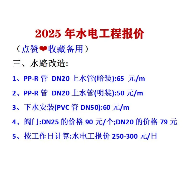 2025年水电工程报价