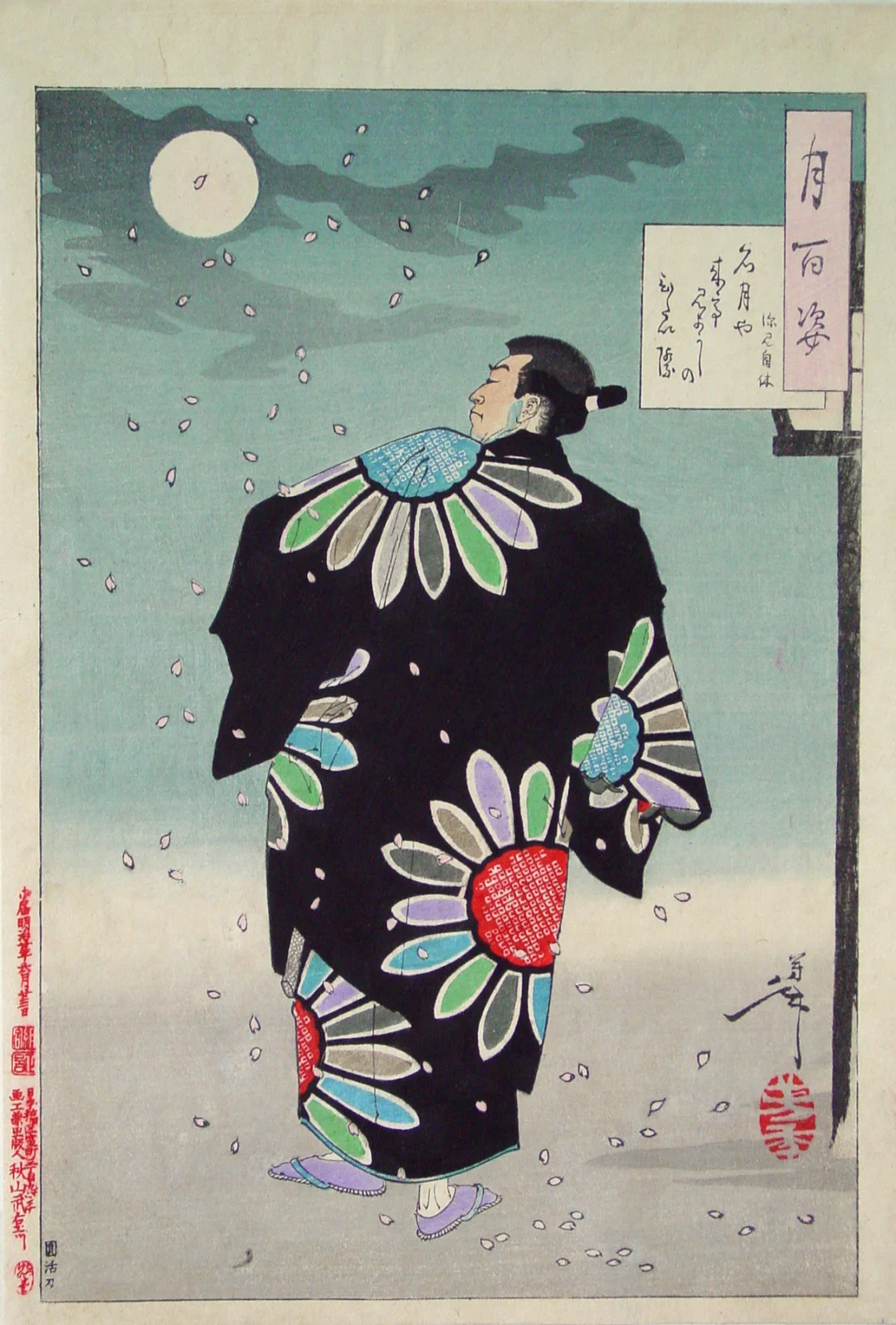 满月与额的对峙：月冈芳年的江户侠影