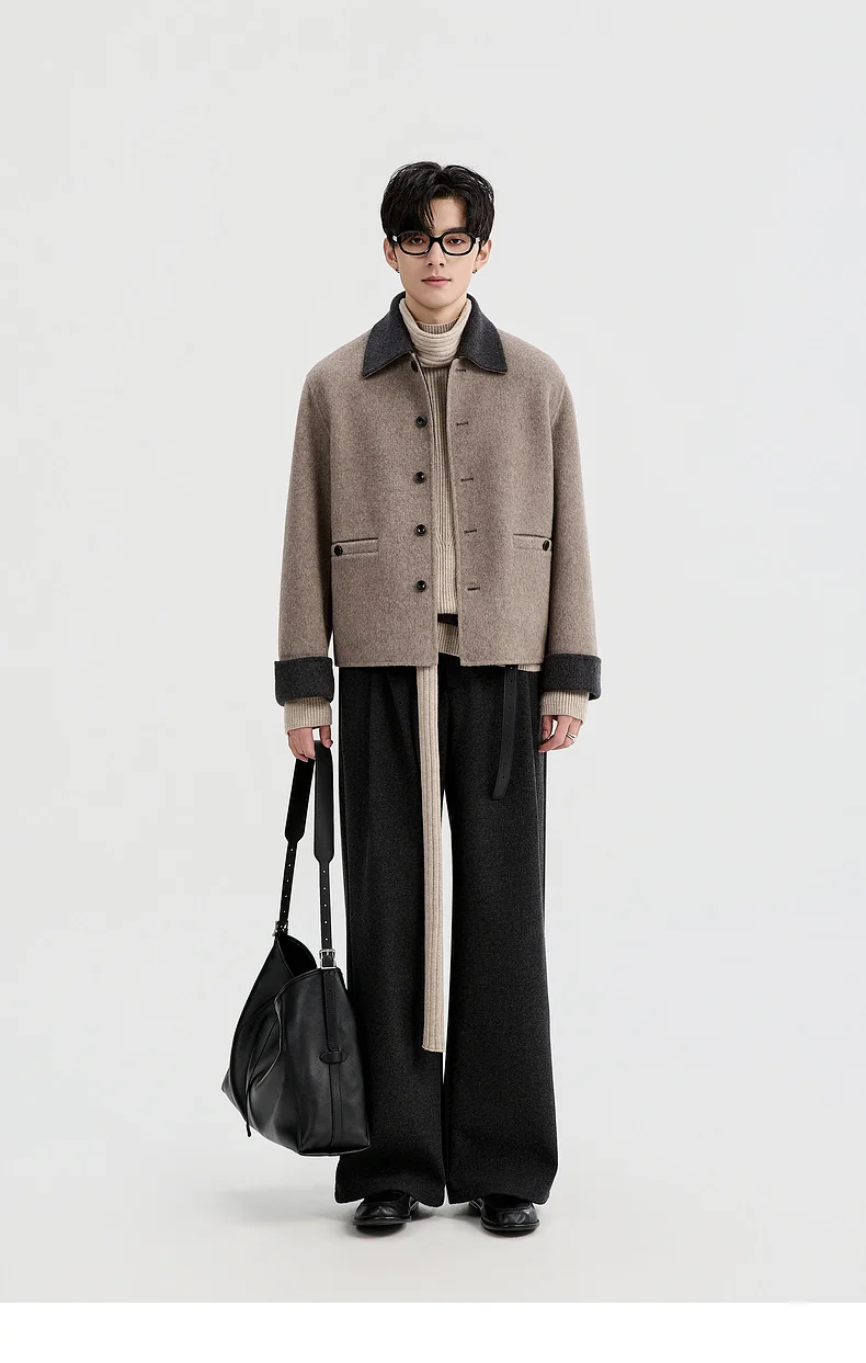 BB 伯爵卓尔 | 撞色拼接双面呢夹克外套