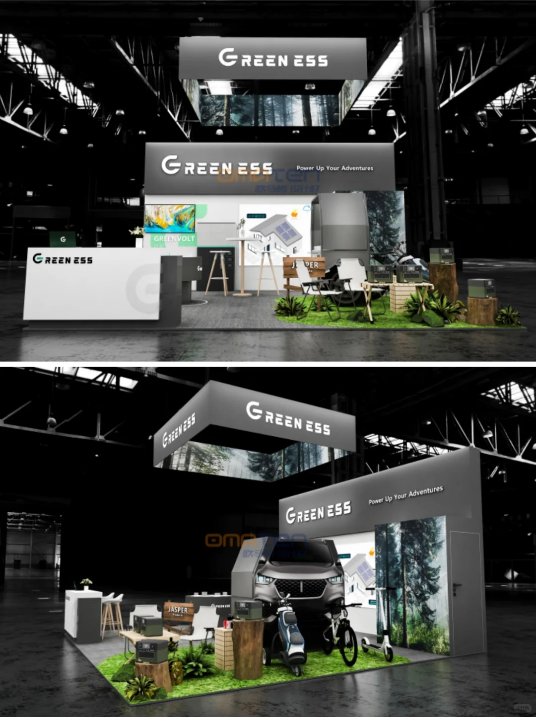 中国涂料展丨54平三开口展台设计