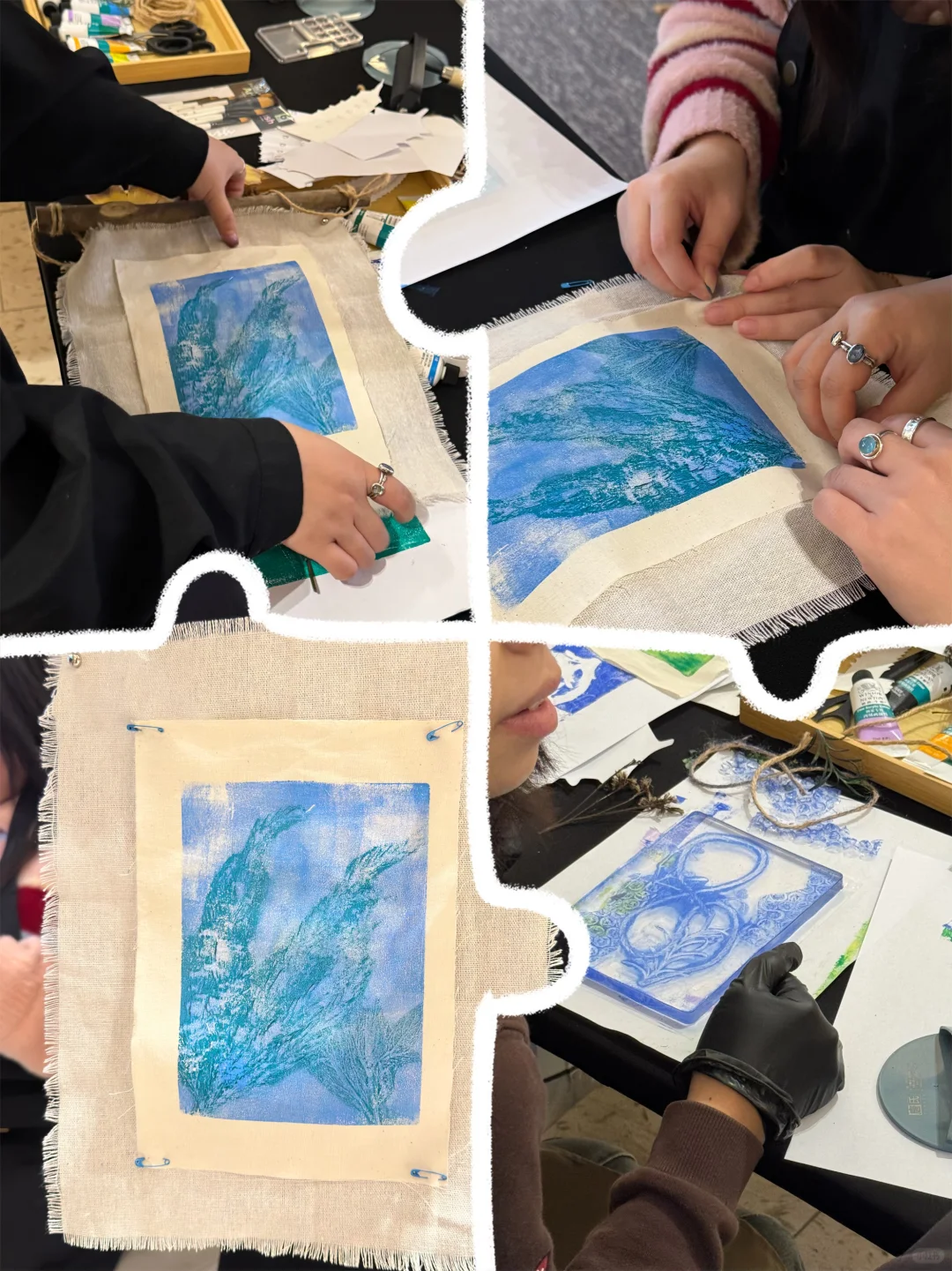 在太古里之夜活动，用凝胶版画做挂布