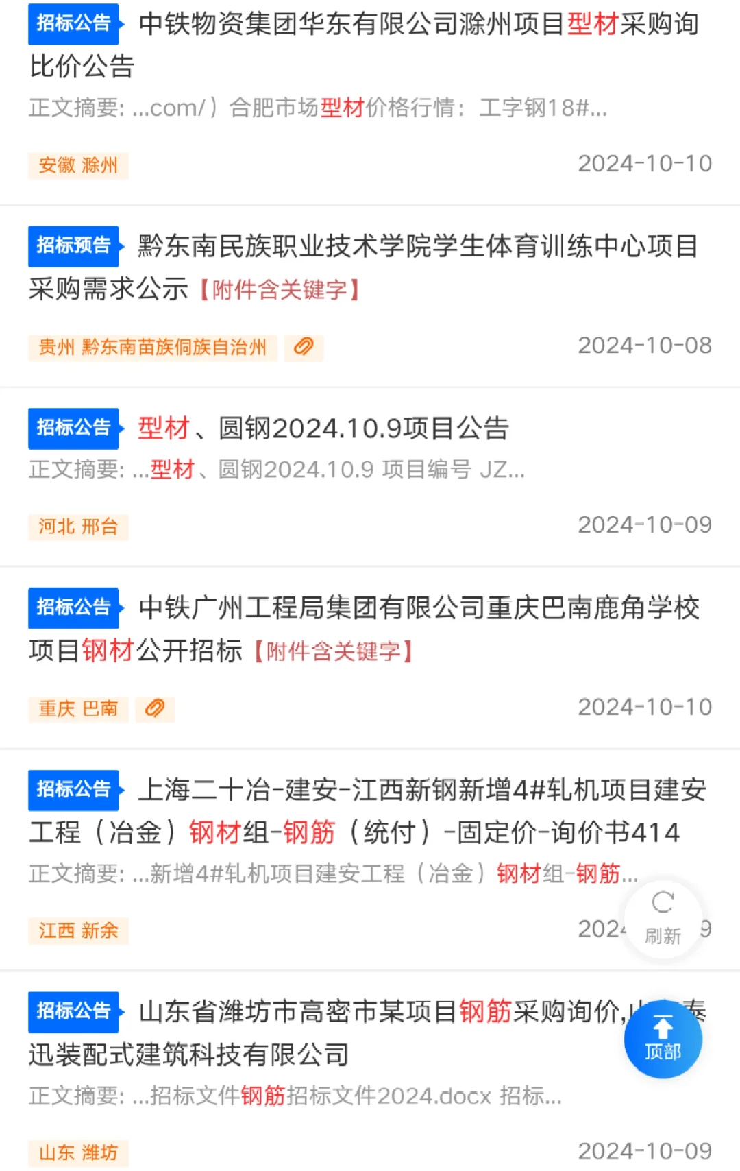 钢材型材 招标采购